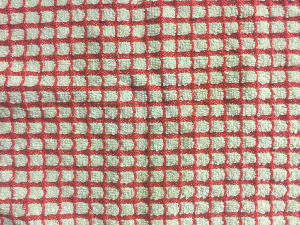 Red and white checkered towel fabric