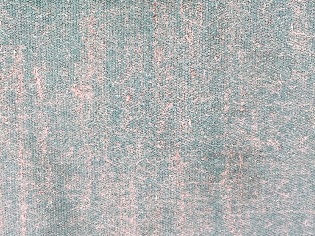 Weather worn teal fabric featuring pattern