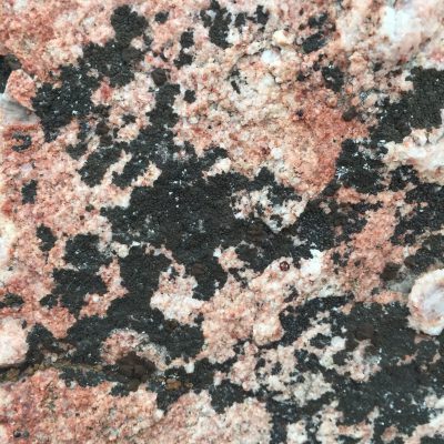 Close Up Pink Rock With Black Spots