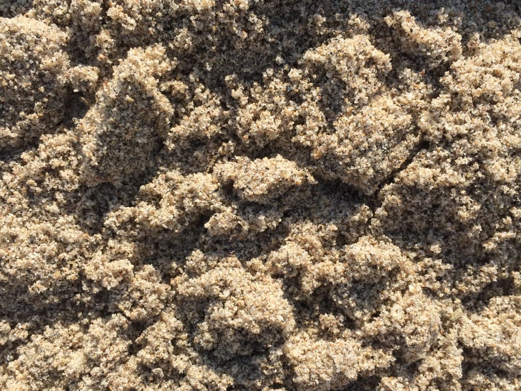 Close up of layers of sand with crevasses