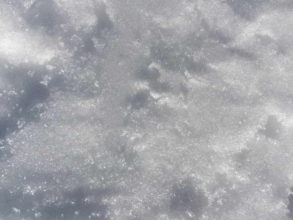 Ground covered in snow close up texture