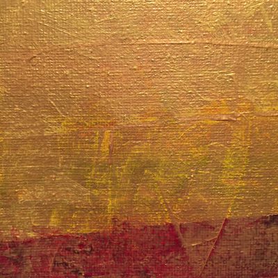 Golden yellow and deep red paint on canvas