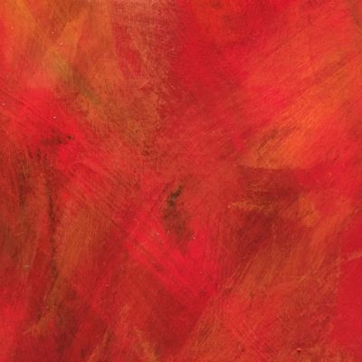 Bright red painting with dry brush strokes