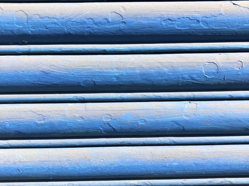 Blue slats stacked vertically
