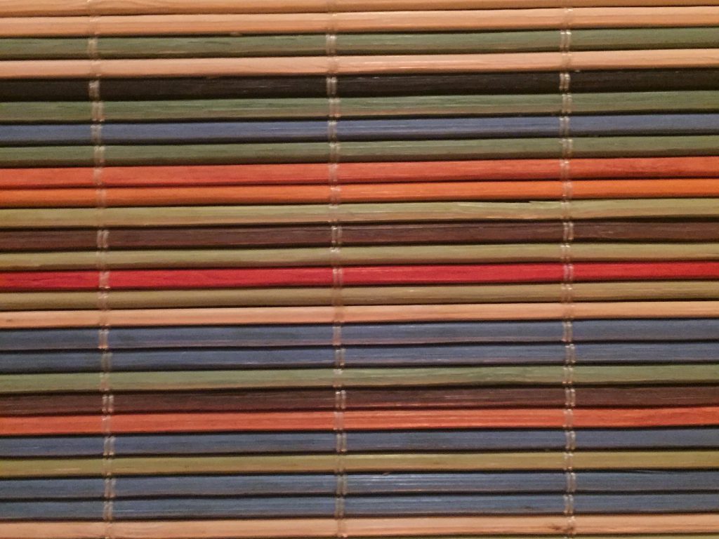Multicolored thin wood slats from place matte