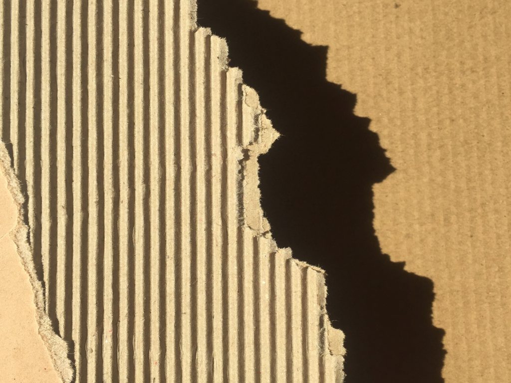 Vertical corrugated lines in cardboard