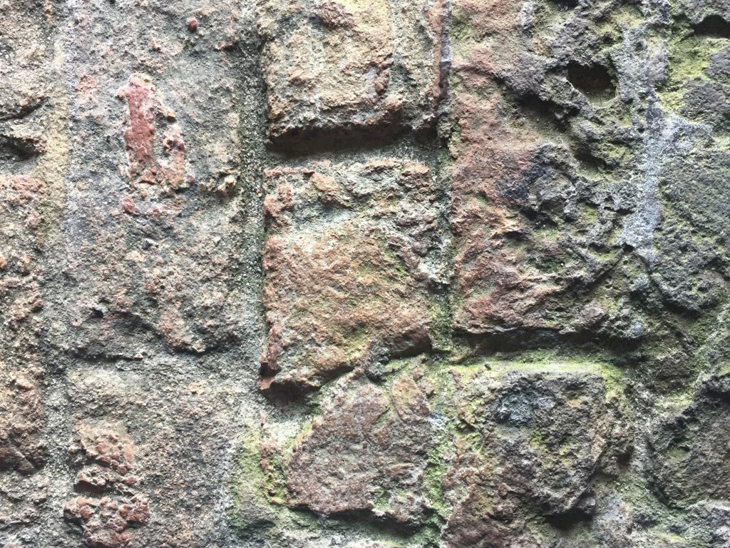 Old beat up brick path close up