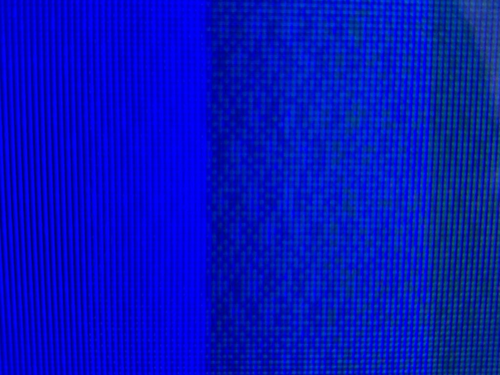 Radiant blue pixels from LED screen