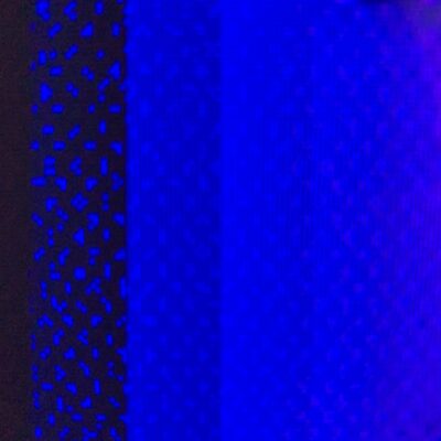 Digital pixelation with columns of blue ranging from dark to light