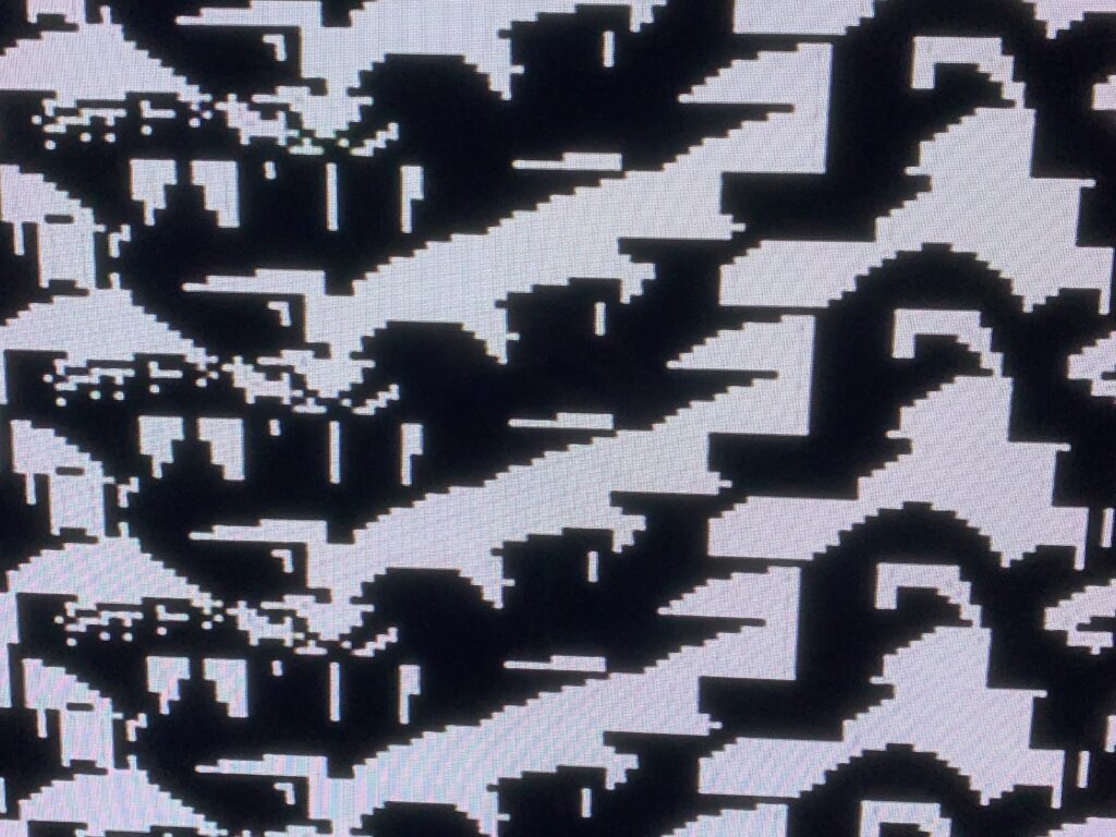 Glitching digital NES black and white tile