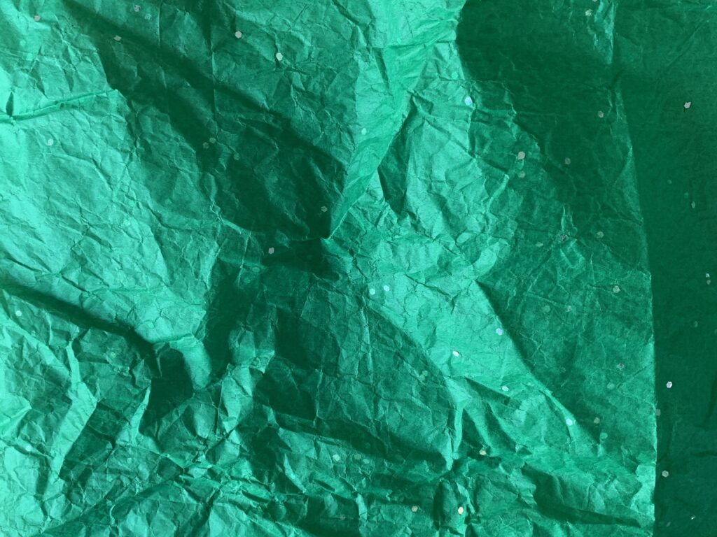 Wrinkled high contrast green paper