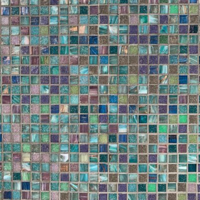 Blue and pink ceramic tiles in a a grid