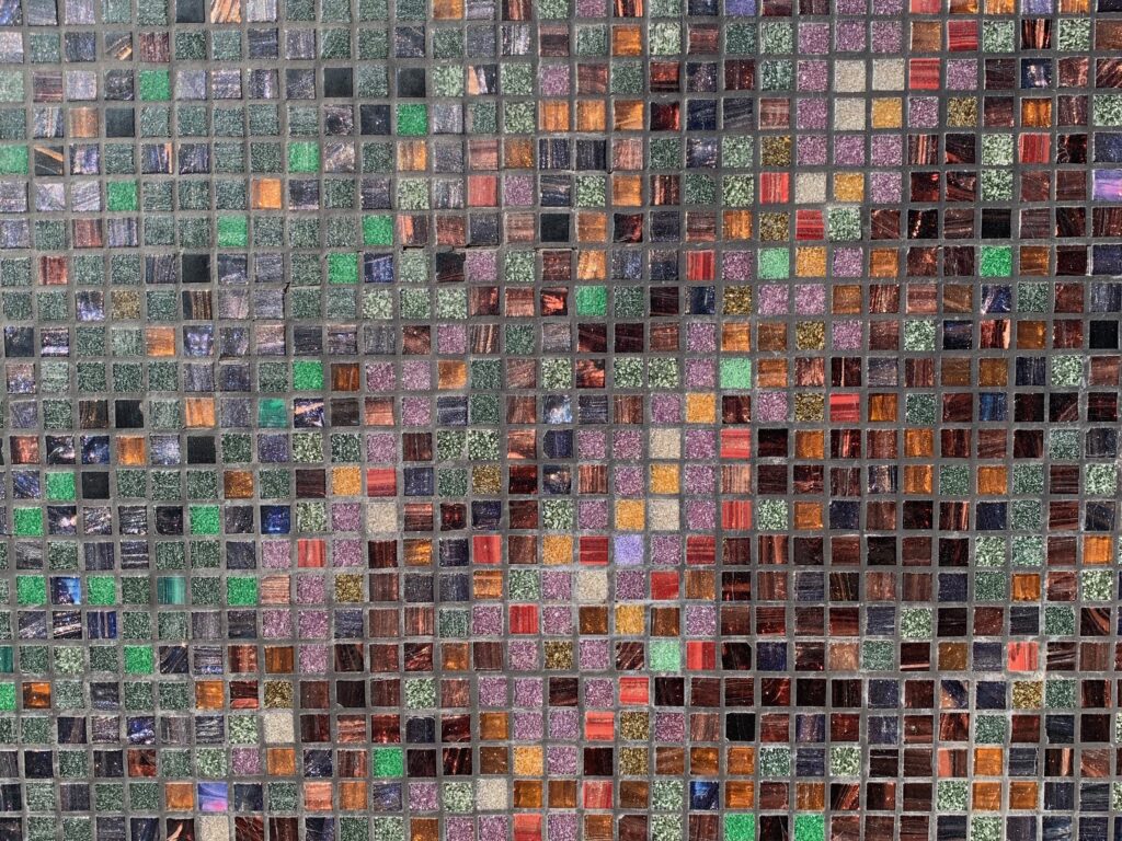 Small glass tiles with lots of color and texture