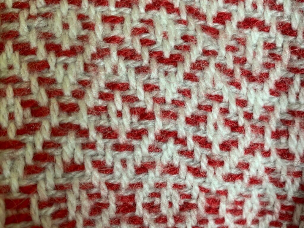 Red and white knitted fabric