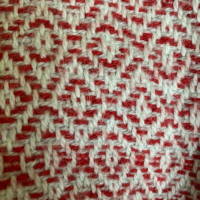Red and white knitted fabric