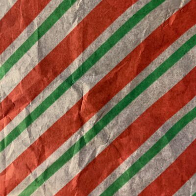 Thin gift paper with red white and green color bars